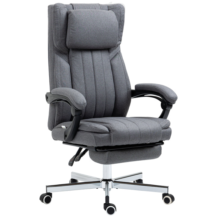 HOMCOM Executive Office Chair, Computer Desk Chair with High Back, Adjustable Headrest, Footrest, Reclining, Dark Grey | Aosom UK