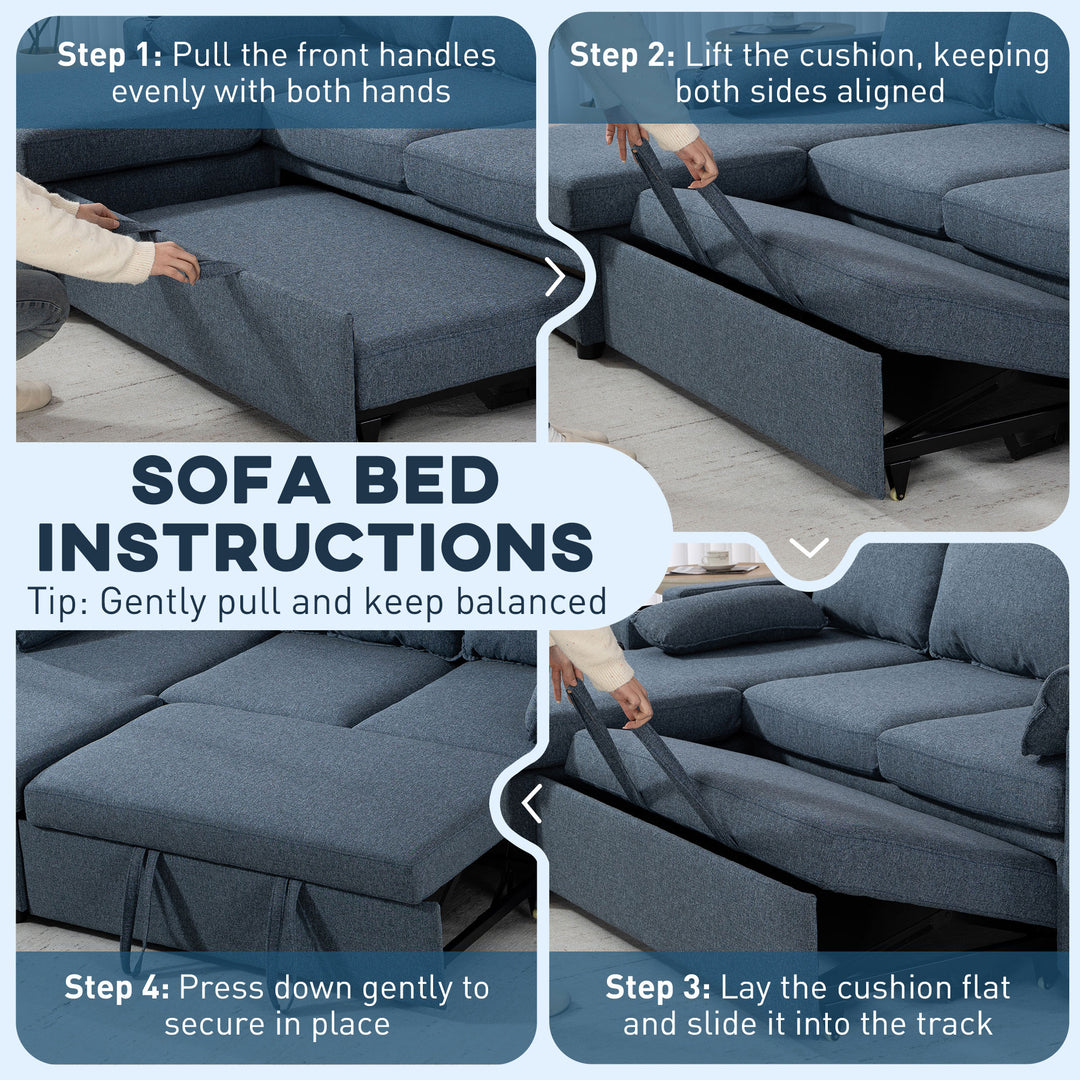 Corner Sofa Bed, L Shaped Sleeper Sectional Sofa with Reversible Stora