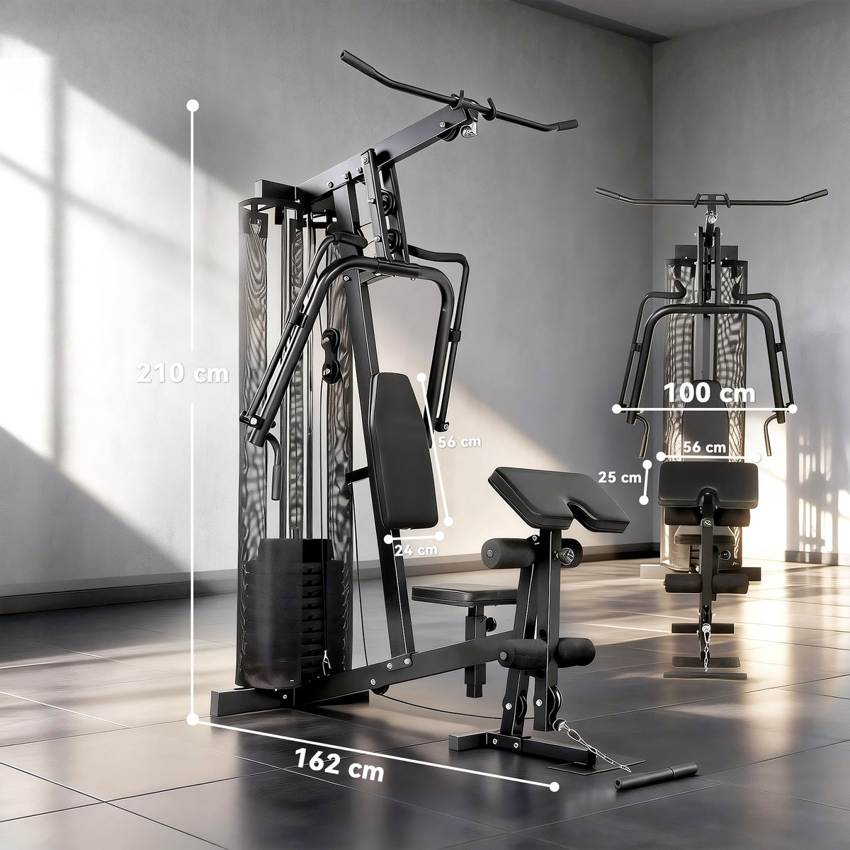 Multi Gym with Adjustable Seat and Back, All in One Home Gym Machine w