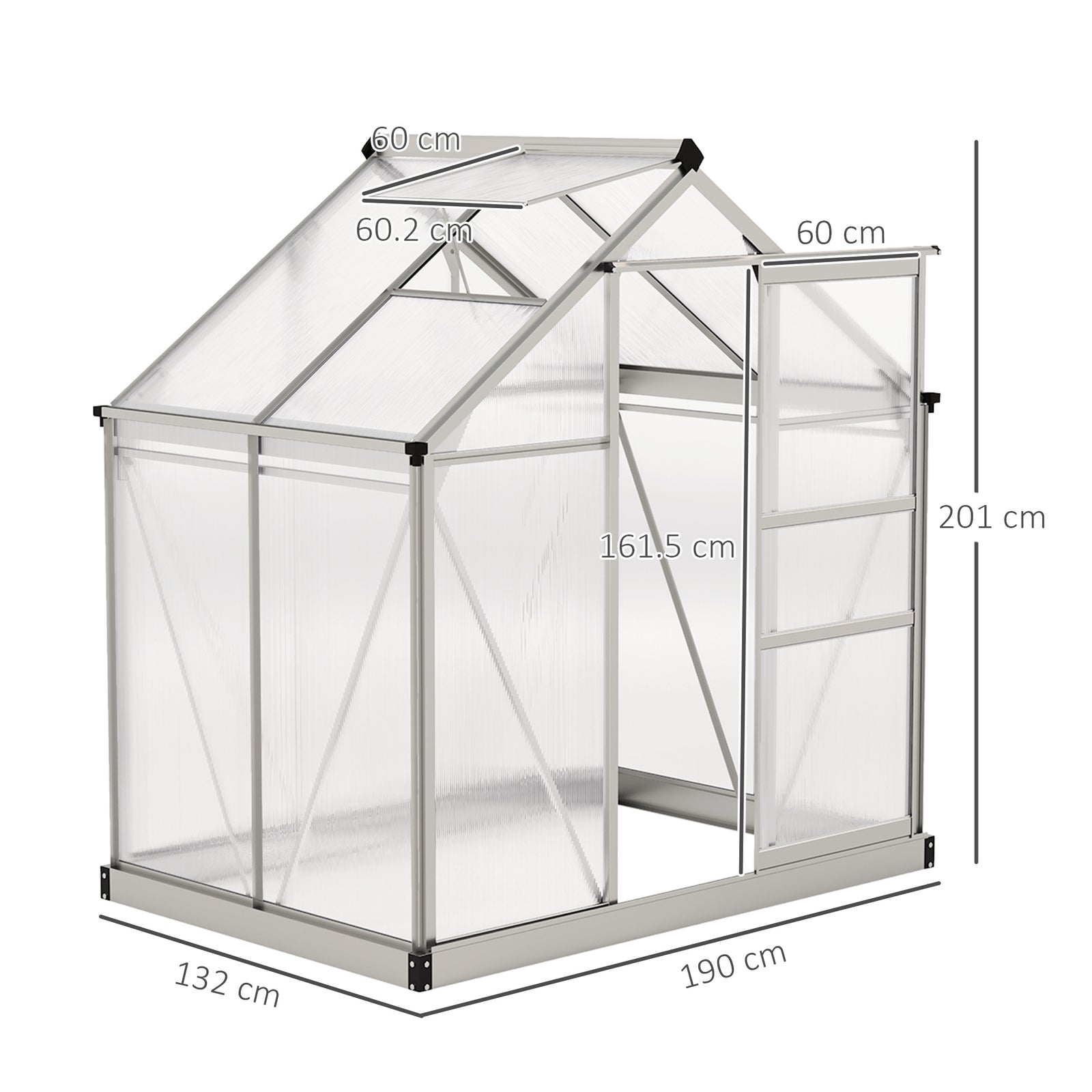 Polycarbonate Greenhouse, Large Walk-In Green House with Slide Door an