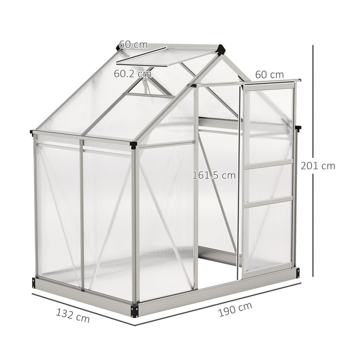 Polycarbonate Greenhouse, Large Walk-In Green House with Slide Door an
