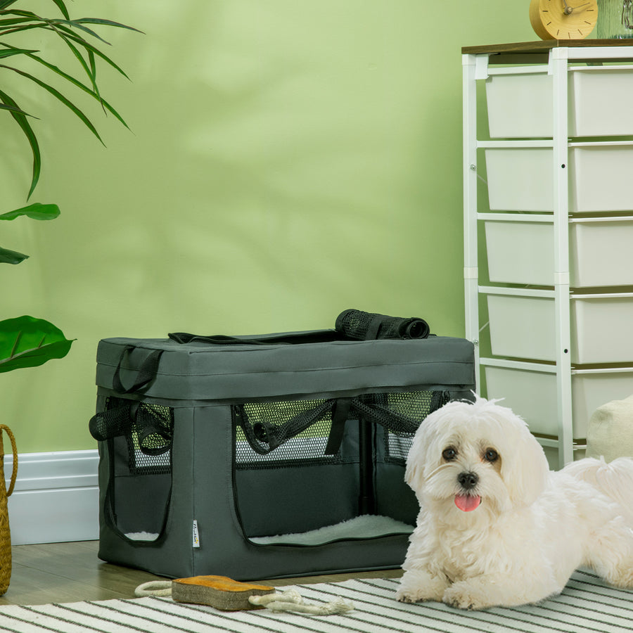 48.5cm Pet Carrier, with Cushion, for Miniature Dogs - Grey