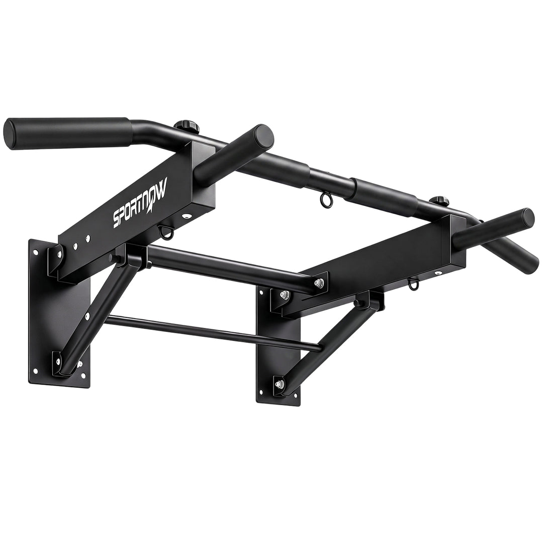 Pull Up Bar Wall Mounted Chin Up Bar with Folding Design, 3 Hooks for 