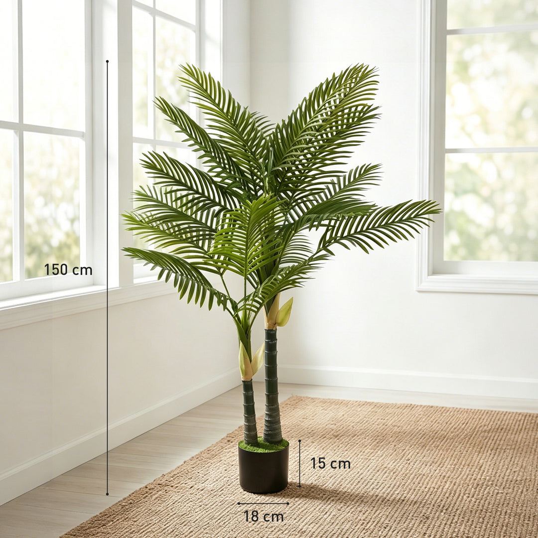 Artificial Palm Tree with 16 PEVA Leaves, 150cm Decorative Artificial 