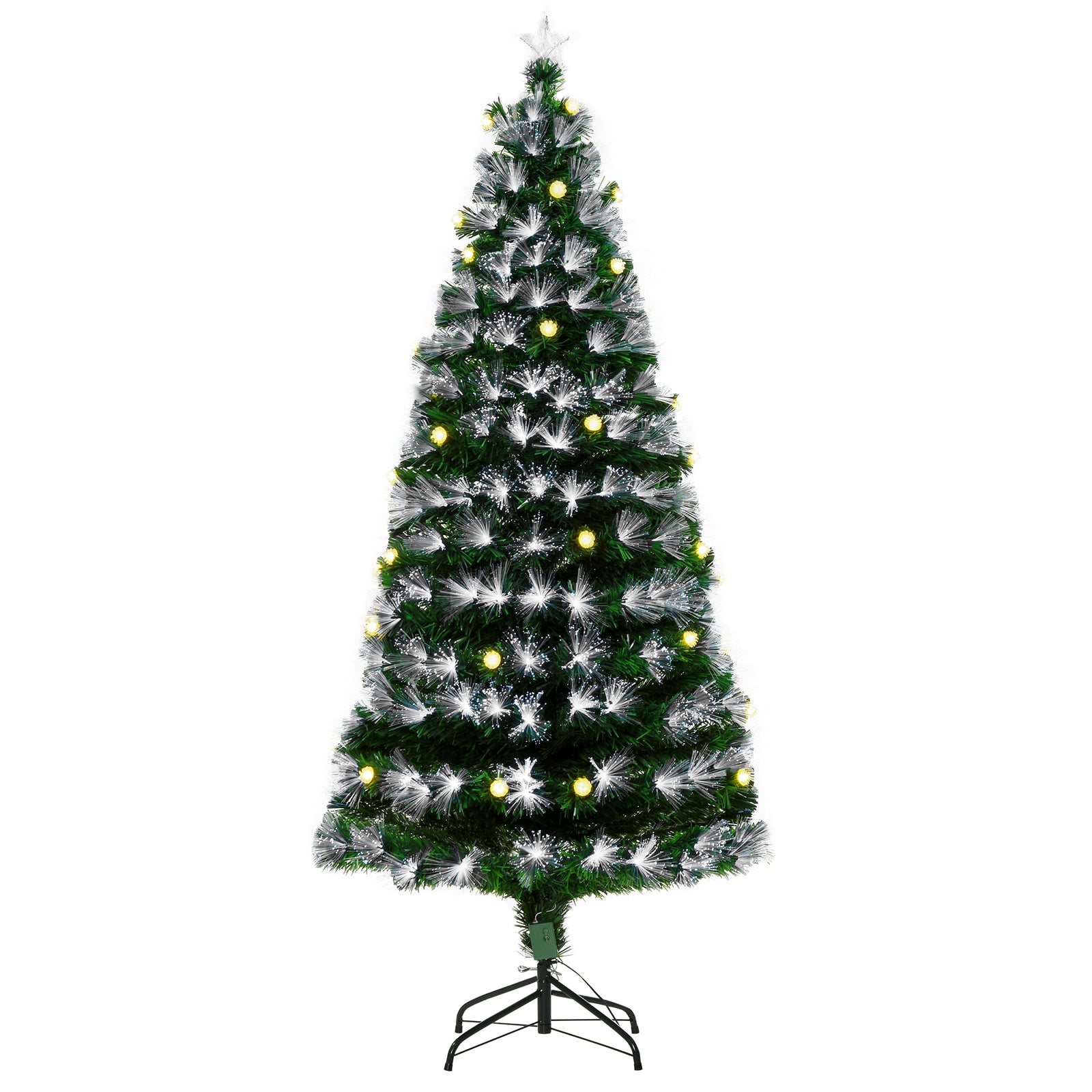 6ft White Light Artificial Christmas Tree w/ 230 LEDs Star Topper Tri-Base Full Bodied Seasonal Decoration Pre-Lit Home