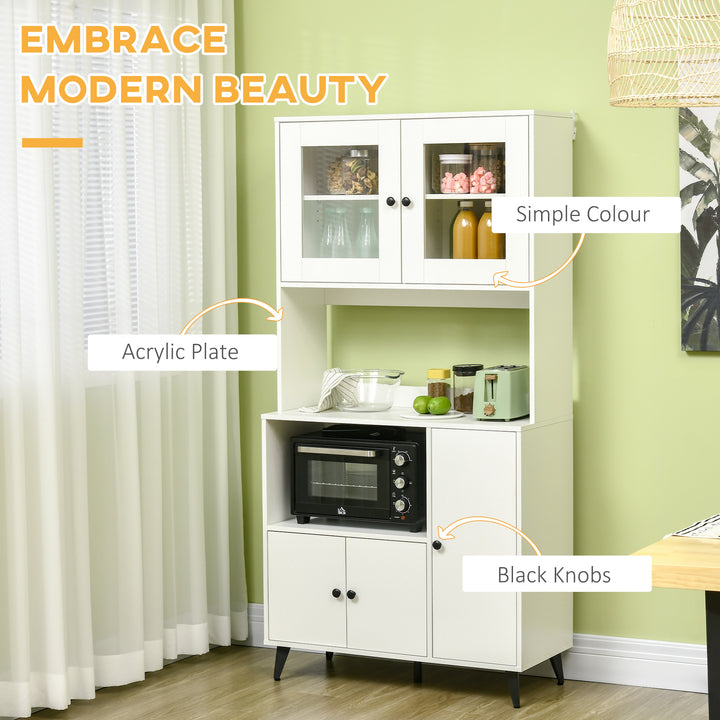 MCL Freestanding Kitchen Cupboard, Modern Kitchen Storage Cabinet with Doors and Adjustable Shelves, 180cm, White