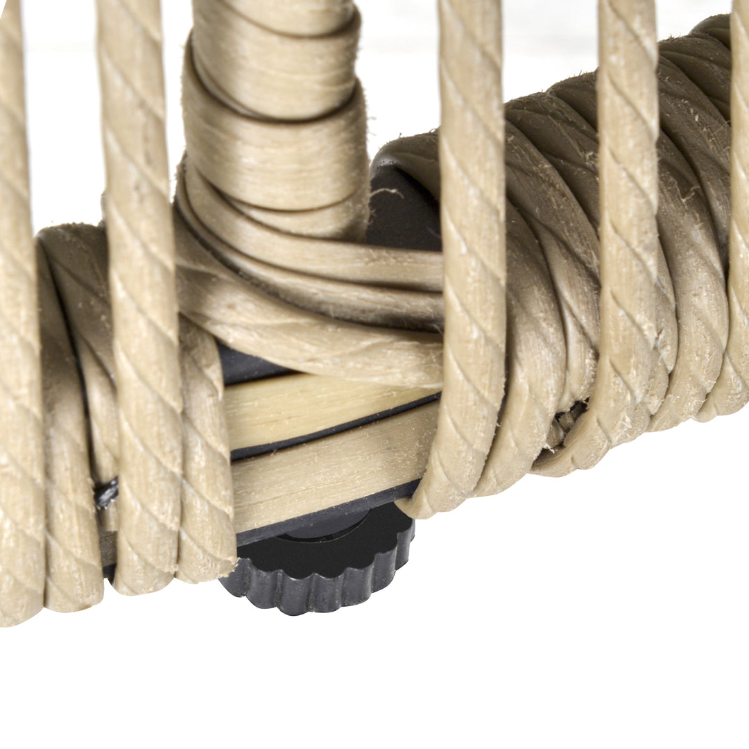 MCL 3 Pieces Rattan Bistro Set, Wicker Garden Furniture Set with Cushions, Glass Top Coffee Table and Chairs for Outdoor, Patio, Balcony, Brown