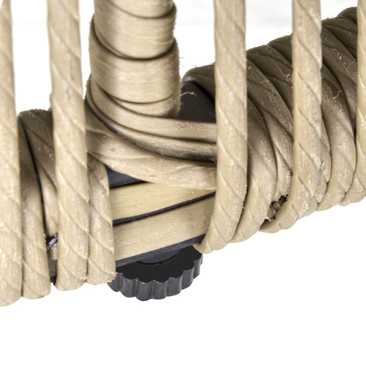 MCL 3 Pieces Rattan Bistro Set, Wicker Garden Furniture Set with Cushions, Glass Top Coffee Table and Chairs for Outdoor, Patio, Balcony, Brown