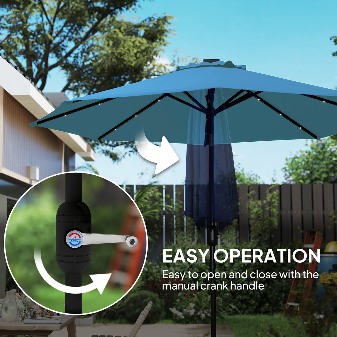 2.7m LED Light Parasol Umbrella - Blue