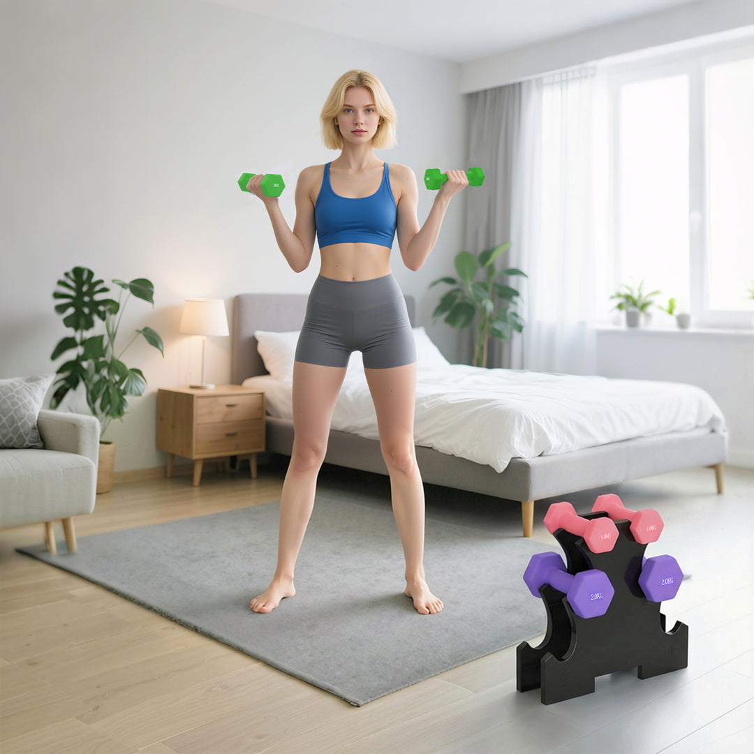 Hex Dumbbells Set with Dumbbell Rack, Hand Weights for Strength Traini