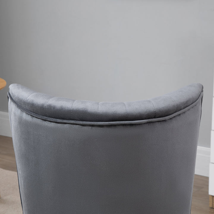 HOMCOM Velvet Armchair Duo: Tub-Style Accent Chairs with Padded Seat & Curved Back, Wooden Legs, Home Furniture, Grey