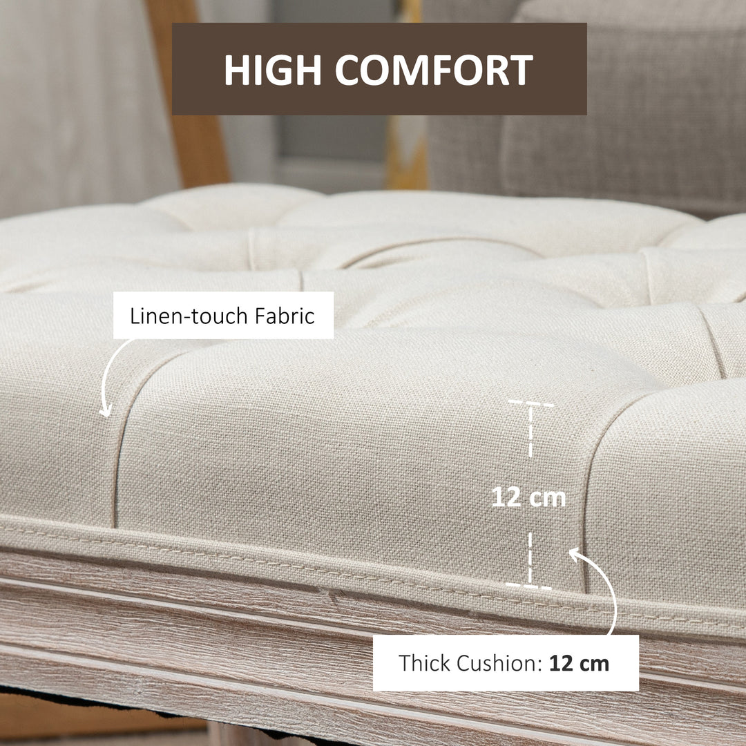 MCL 80cm End of Bed Bench, Window Seat, Tufted Bench for Bedroom, Hallway, Living Room, Cream White