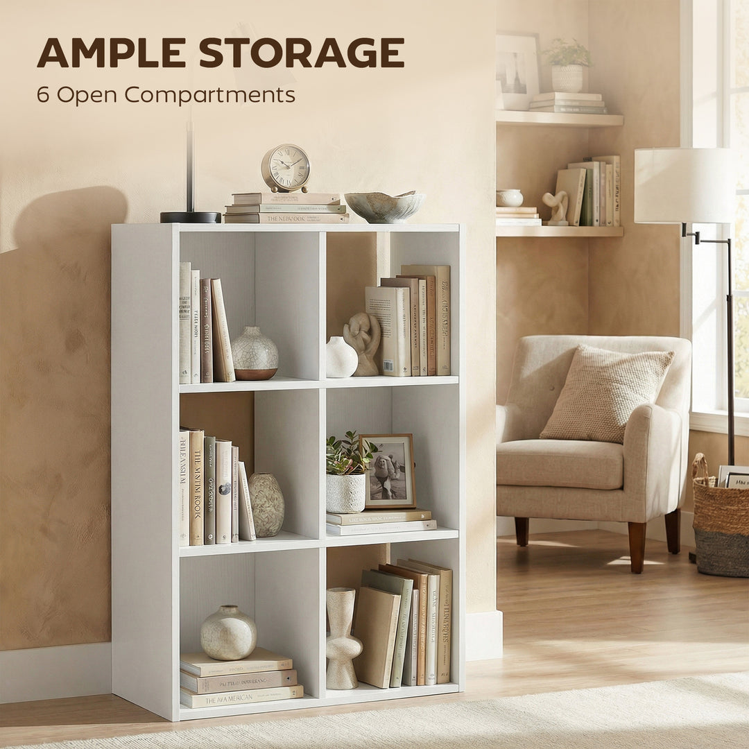 Industrial Style Storage Shelf, Bookcase, Bookshelf with 6 Compartment