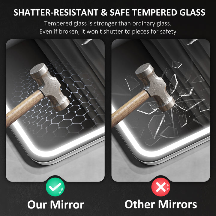 70 x 50 cm Bluetooth Bathroom Mirror - Silver-Tone