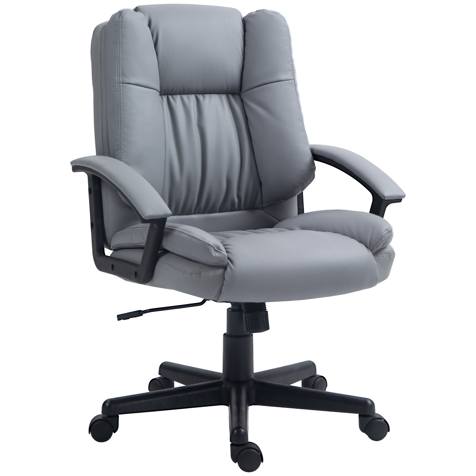 Office Chair, Computer Desk Chair, Mid Back Executive Chair with Adjustable Height and Swivel Rolling Wheels for Home Study, Light Grey