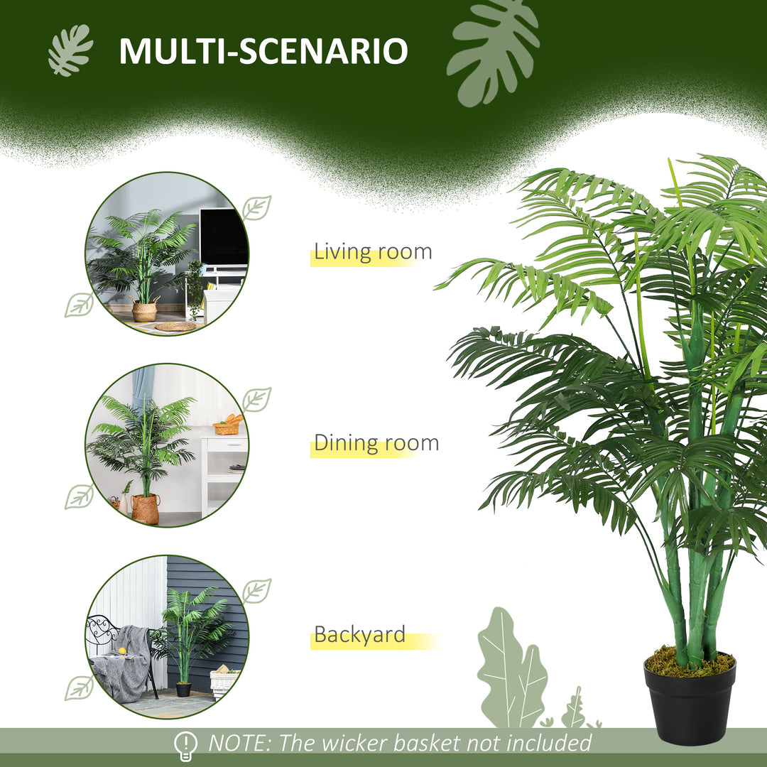 2 Pack Artificial Plant Palm Tree in Pot, Fake Plants for Home Indoor Outdoor Decor, 125cm, Green