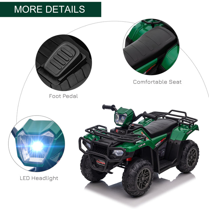 HOMCOM 12V Kids Quad Bike with Forward Reverse Functions, Electric Ride On ATV with Music, LED Headlights, for Ages 3