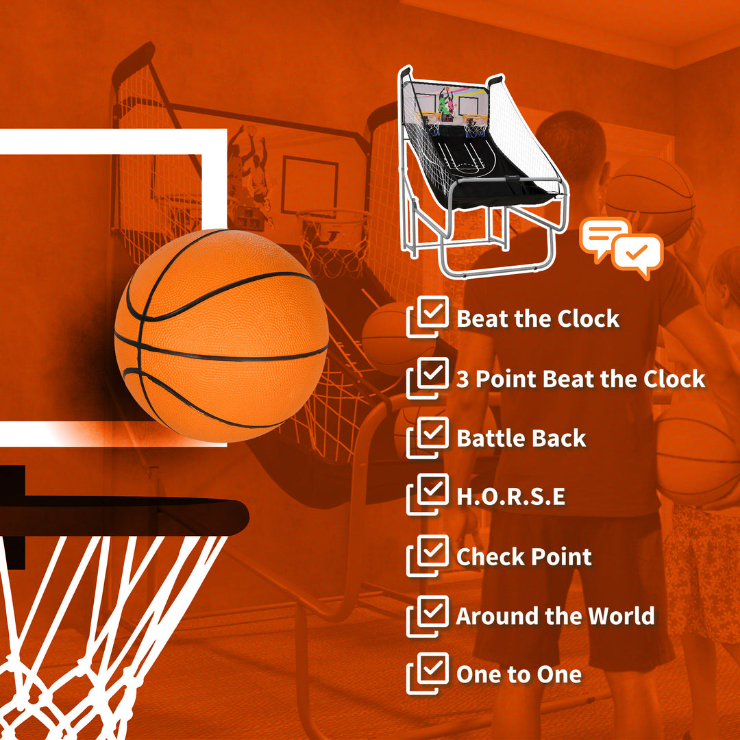 SPORTNOW Foldable Double Shot Basketball Arcade Game with 8 Modes | Aosom UK