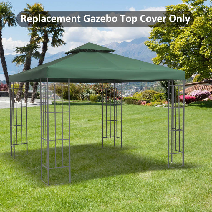 Outsunny 3 x 3 m Gazebo Top Cover Double Tier Canopy Replacement Pavilion Roof Dark Green
