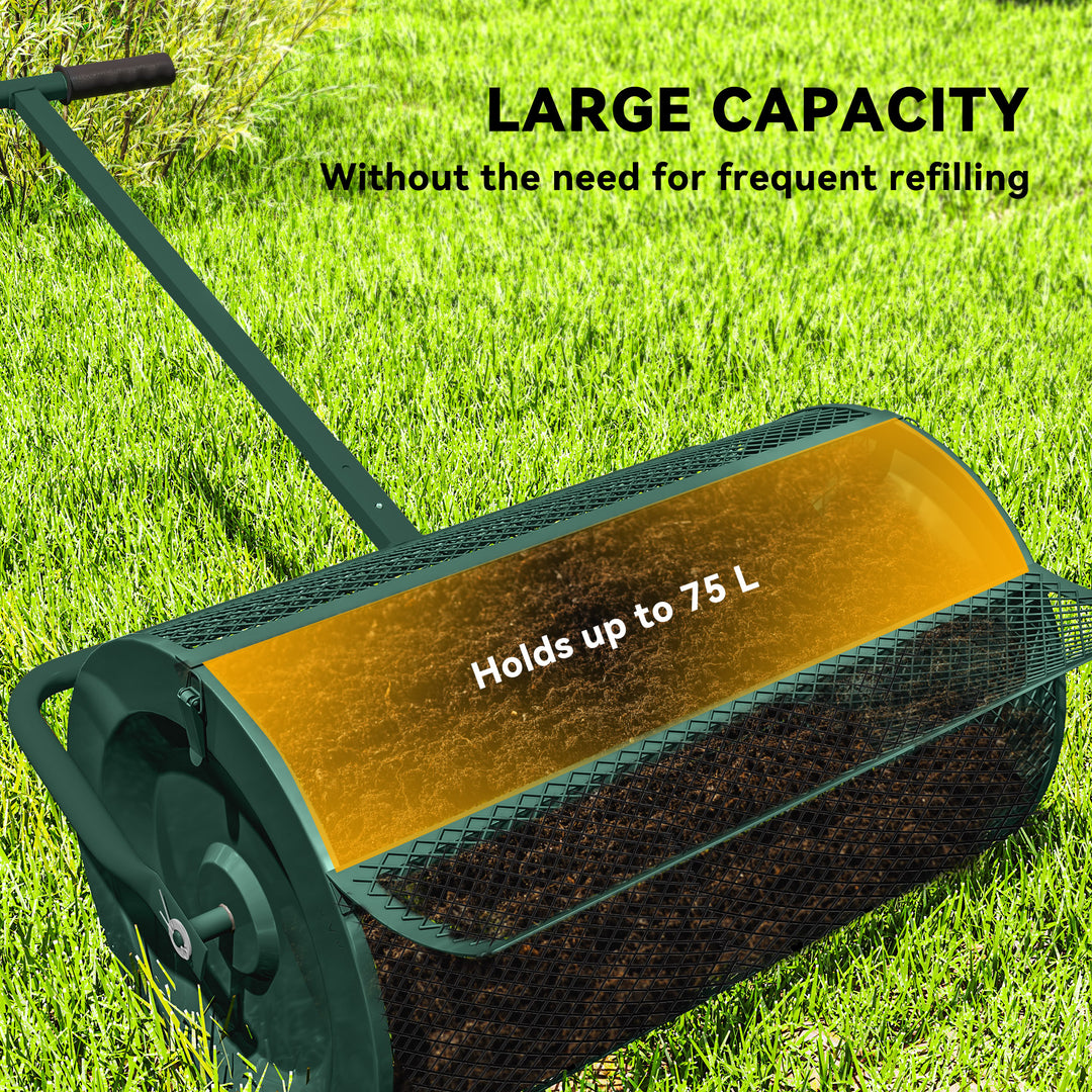 Compost Spreader, 24" Peat Moss Spreader with Height Adjustable T Shap
