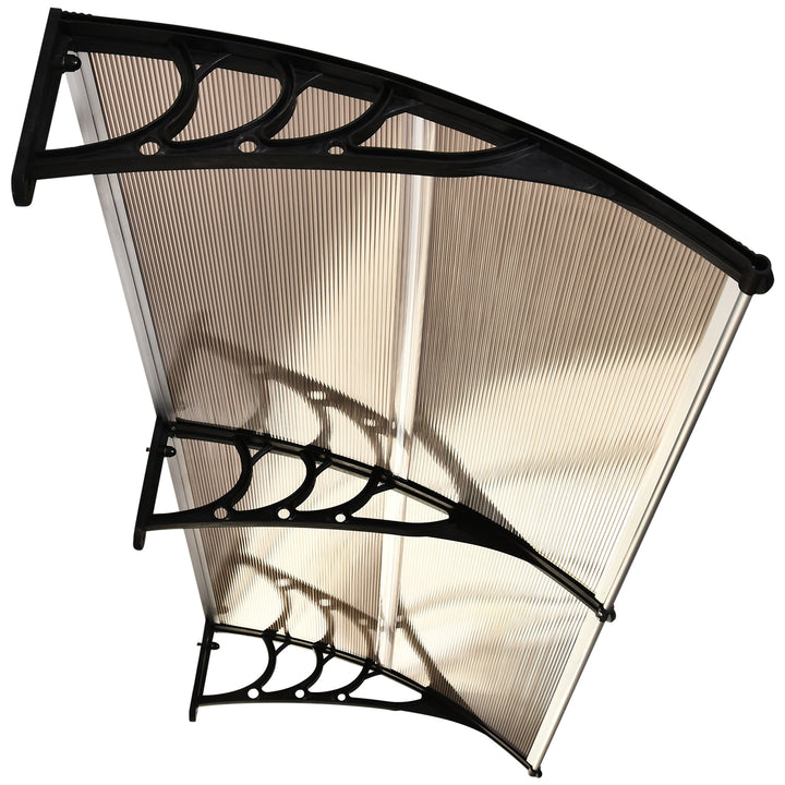 Front Door Canopy, Waterproof Outdoor Awning, 75 x 195 cm Rain Shelter for Window, Porch and Front/Back Door, Brown