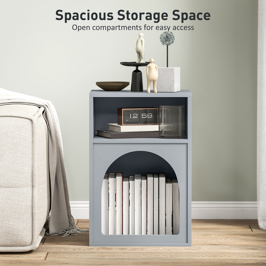 Bedside Table with 2 Open Compartments - Grey