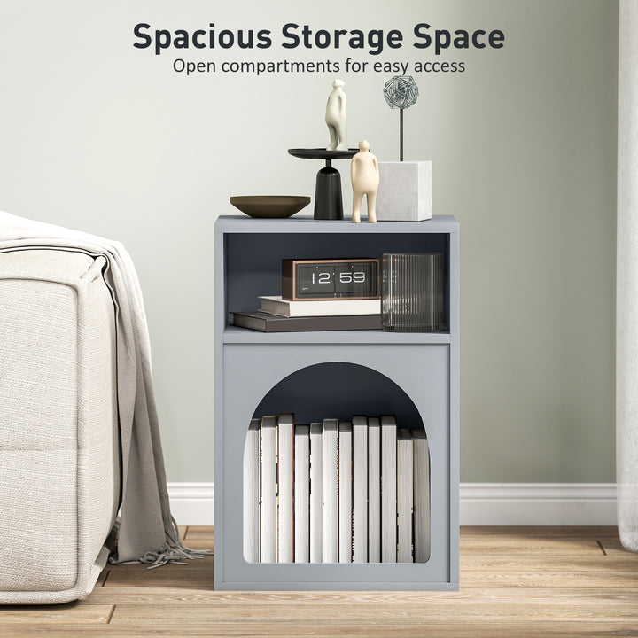 Bedside Table with 2 Open Compartments - Grey
