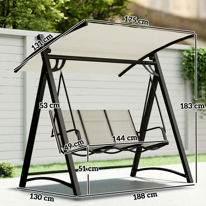 3 Seater Swing Chair, Garden Swing Bench with Adjustable Tilting Canop
