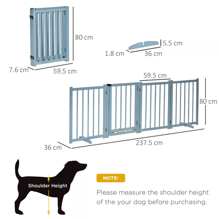 Pet Gate Wooden Foldable Dog Safety Barrier w/ 4 Panels for Small and Medium Dogs Blue