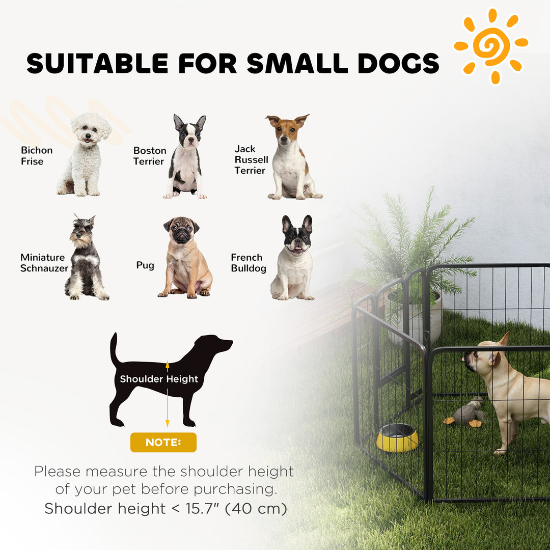 Six-Panel Dog Playpen with Door, for Small Dogs, Indoors, Outdoors, 60cm Tall, Black