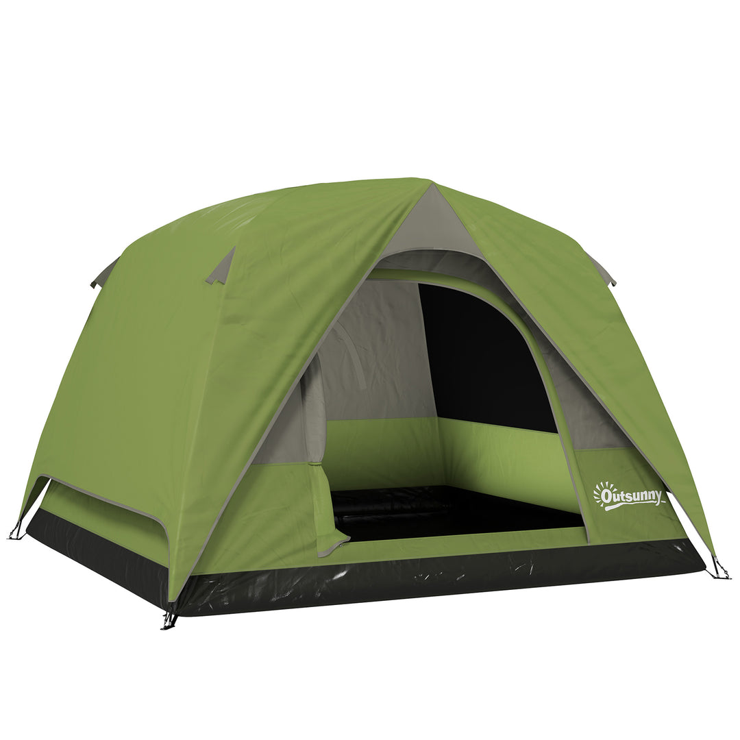 3-4 Person Camping Tent, Easy Set Up Waterproof Dome Tent with Sewn-in Groundsheet, Mesh Windows, Pocket and Hook for Camping, Hiking, Backpacking, Olive Green and Grey