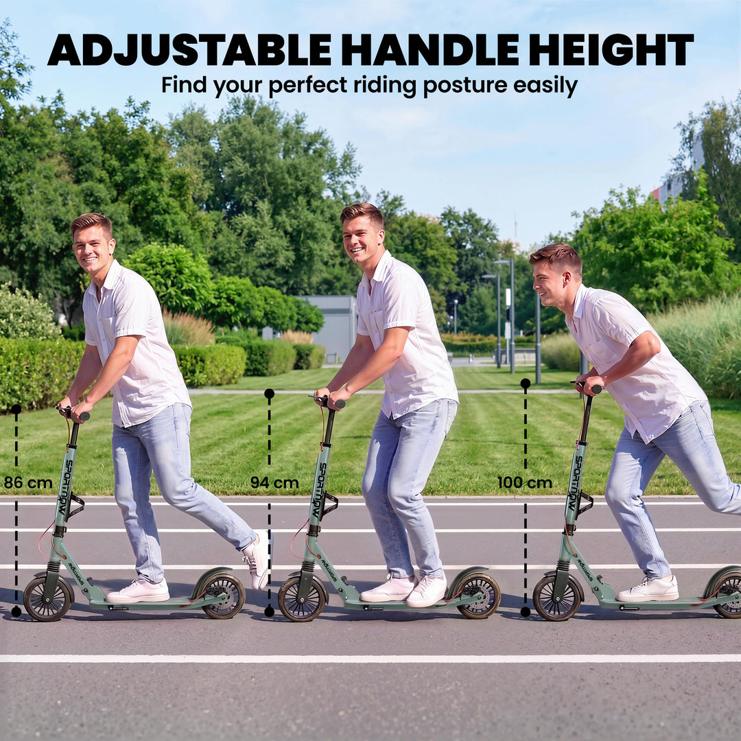 Foldable Kick Scooter with Height Adjustable Handlebar, One-click Fold