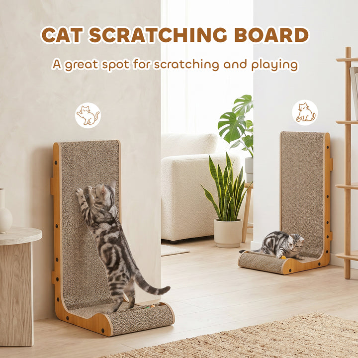 Cat Scratching Board Wall Mounted Cat Scratcher Corrugated 3 Toy Balls