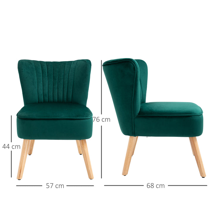 Modern Accent Chair, Fabric Living Room HOMCOM Chair with Rubber Wood Legs and Thick Padding, Green | Aosom UK