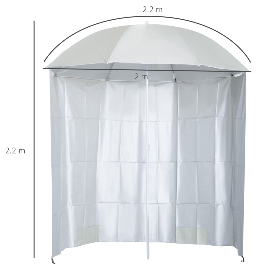 88" Arc 2.2M Fishing Umbrella Beach Parasol with Sides Brolly Shelter Canopy Shade with FREE Carry Bag Off-White