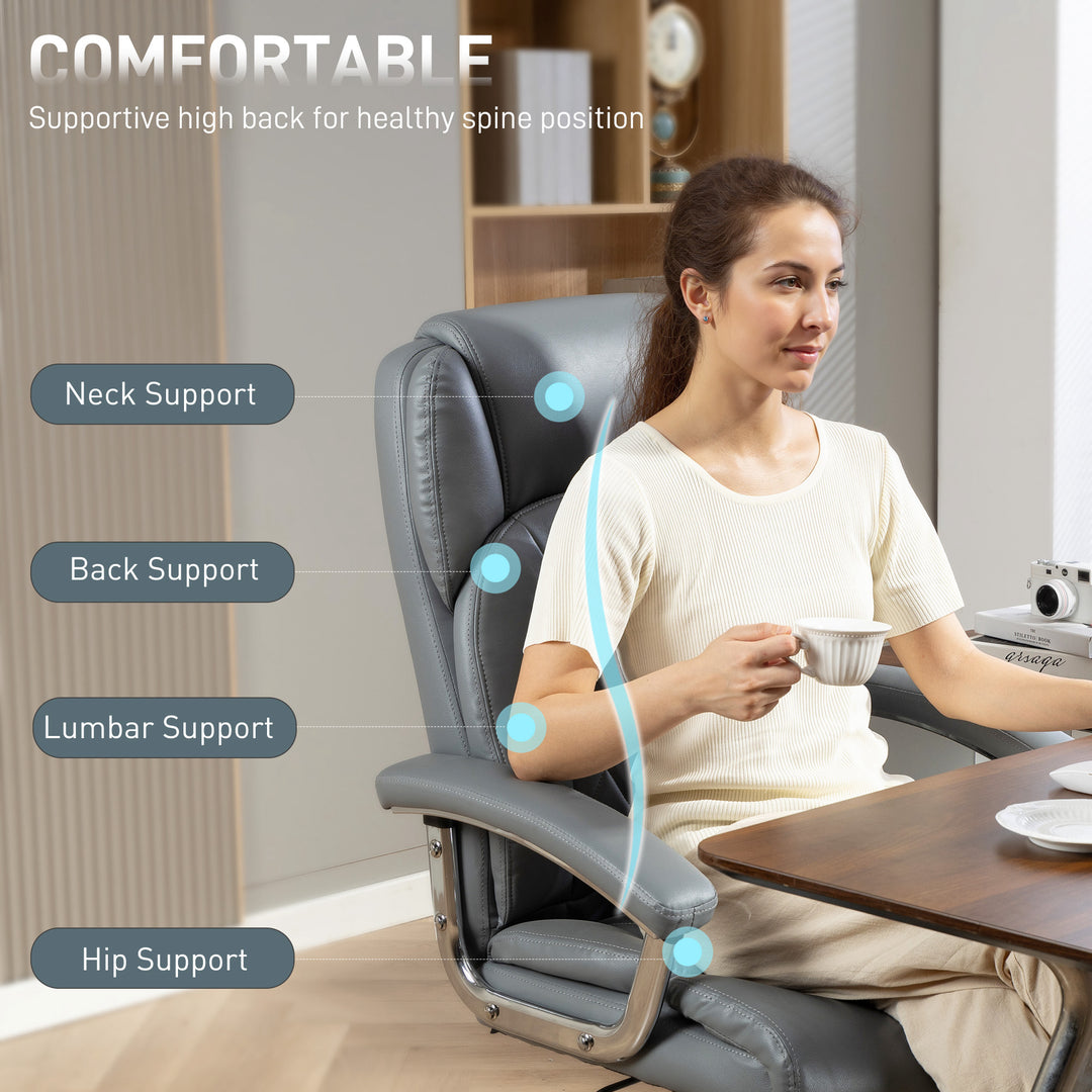 MCL Big and Tall Office Chair 180kg with Spring Cushion, PU Leather - Grey