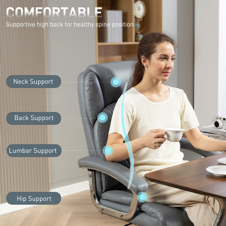 MCL Big and Tall Office Chair 180kg with Spring Cushion, PU Leather - Grey