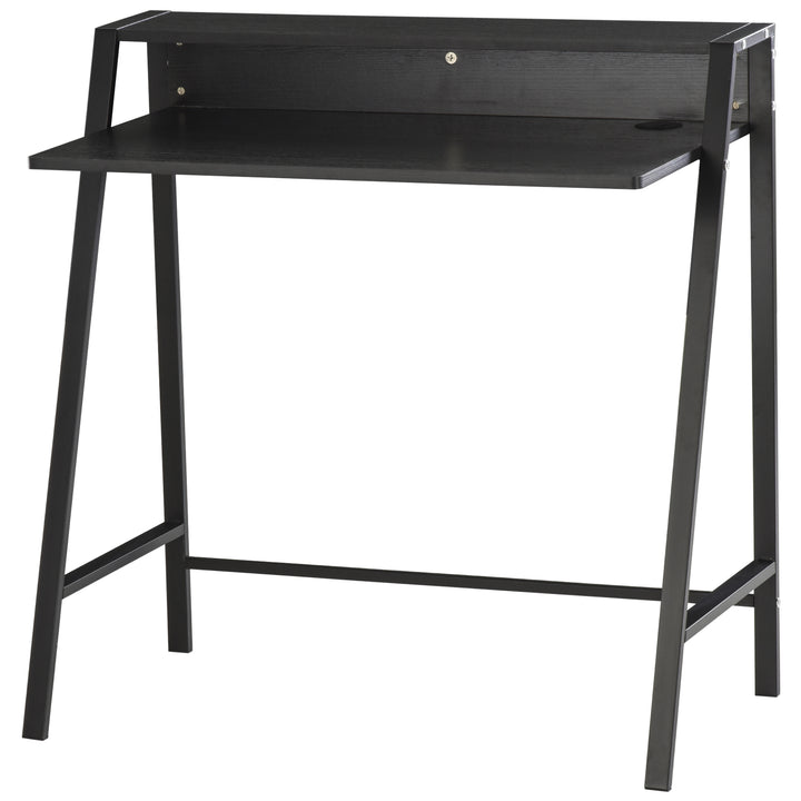 HOMCOM Computer Desk, Black, Home Office Writing Table Workstation with Storage Shelf, Ideal for PC Laptop | Aosom UK