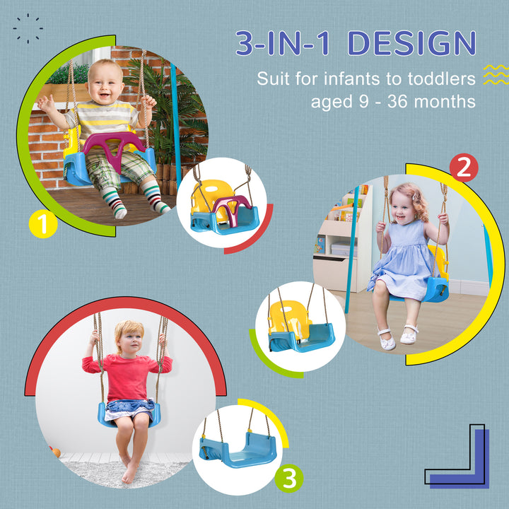 3 in 1 Detachable Kids Swing Seat with Seatbelt, Adjustable Rope for I
