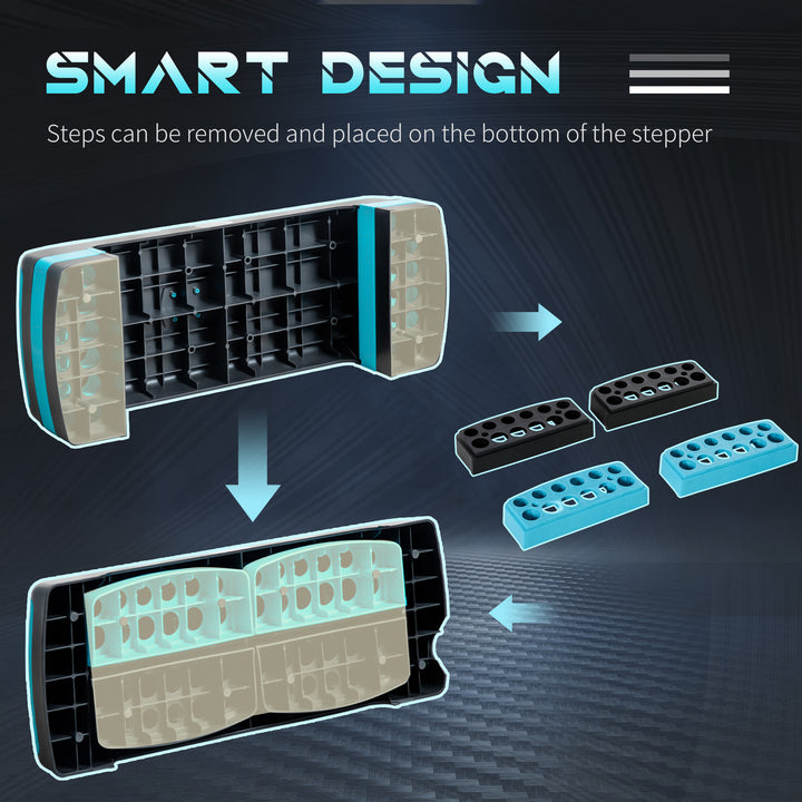 HOMCOM Aerobic Step, 10cm, 15cm & 20cm Height Adjustable Exercise Stepper, Nonslip Step Board Great for Home & Office | Aosom UK