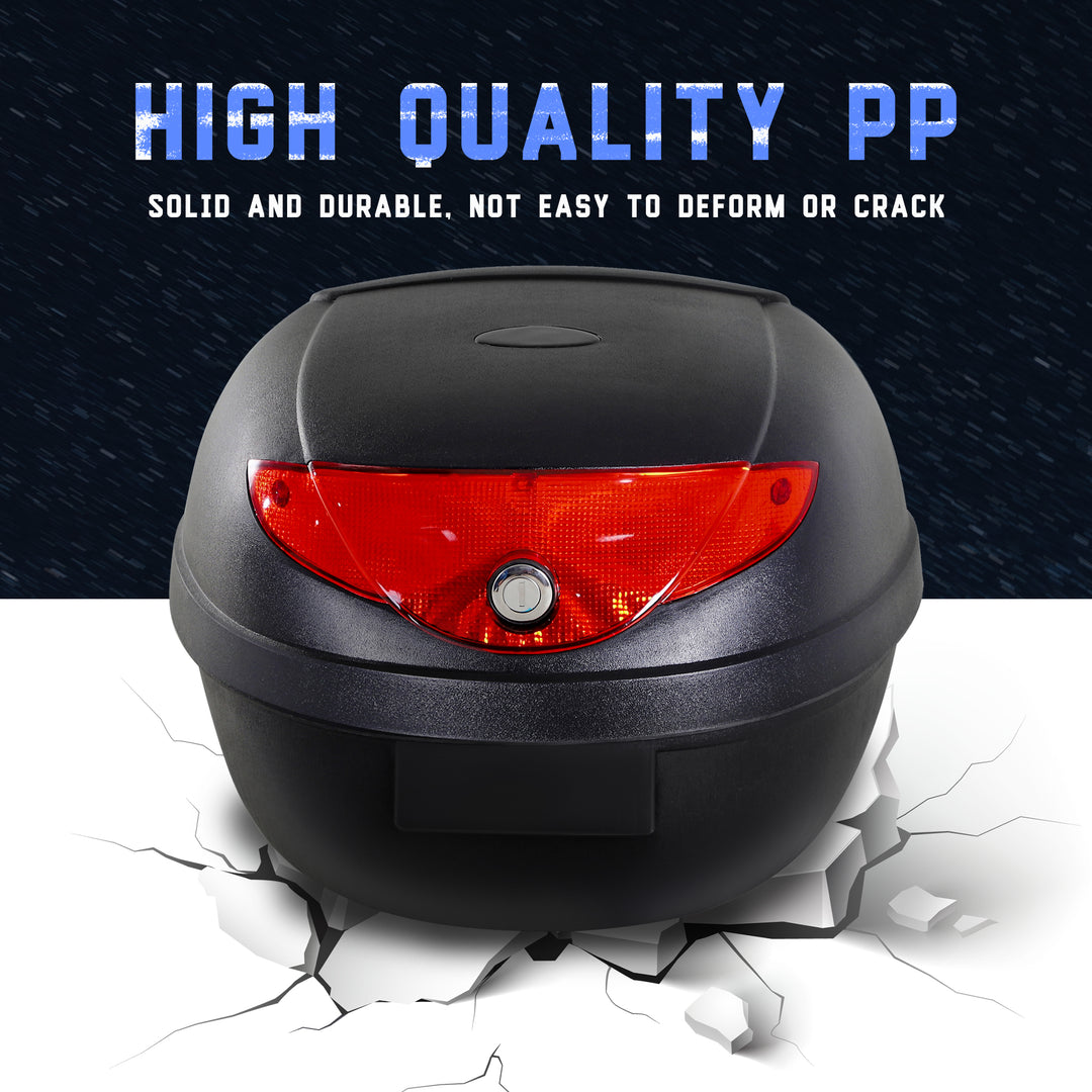 MCL 24L Motorcycle Trunk Hard Tail Bike Top Box Rack Mount Luggage Helmet Storage Carrier Case Universal Scooter w/Keys & Plate