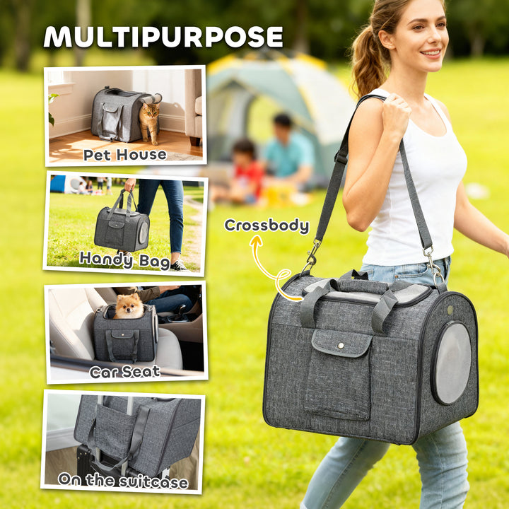 MCL Soft Sided Cat Carrier Bag, Portable Foldable Pet Carrier with Shoulder Strap & Removable Mat for Small Pet Up to 10kg