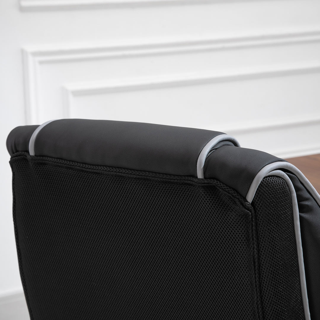 Faux Leather Executive Office Chair, with Contrast Piping - Black/White