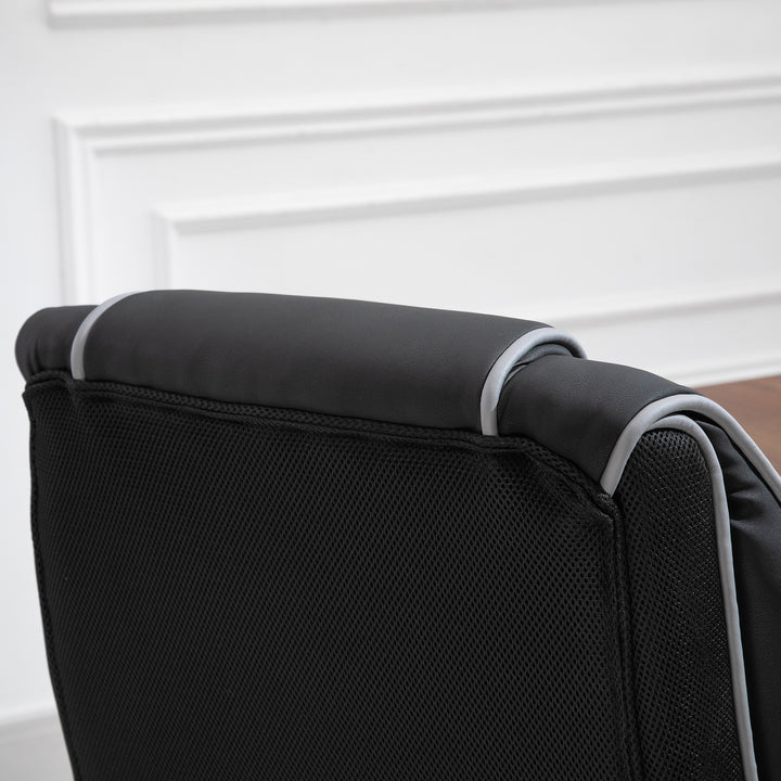 Faux Leather Executive Office Chair, with Contrast Piping - Black/White