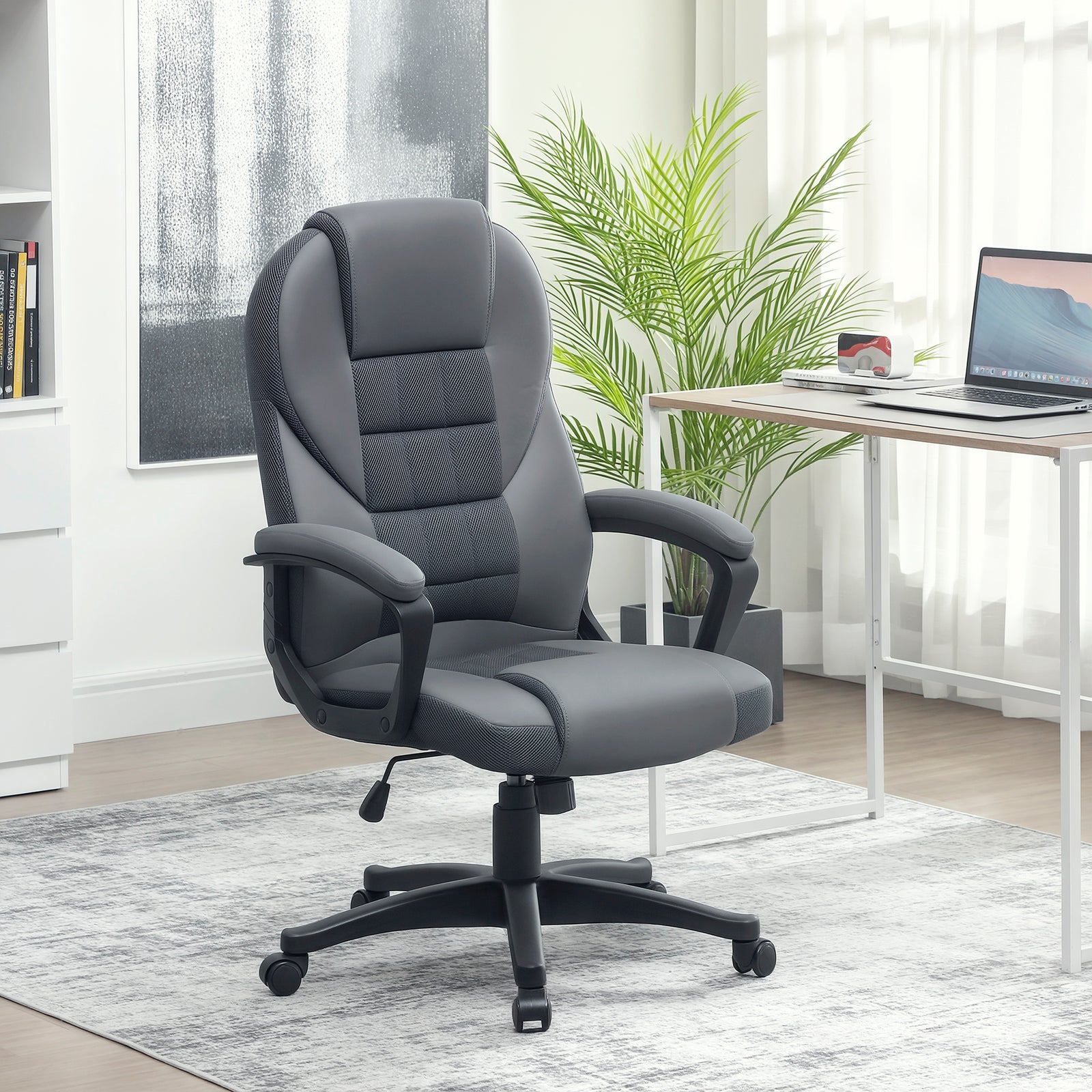 Faux Leather Office Chair - Charcoal Grey