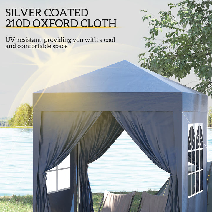 2 x 2 m Garden Pop Up Gazebo, Wedding Party Tent Marquee, Water Resistant Awning Canopy with Sidewalls, Windows, Carry Bag, Blue