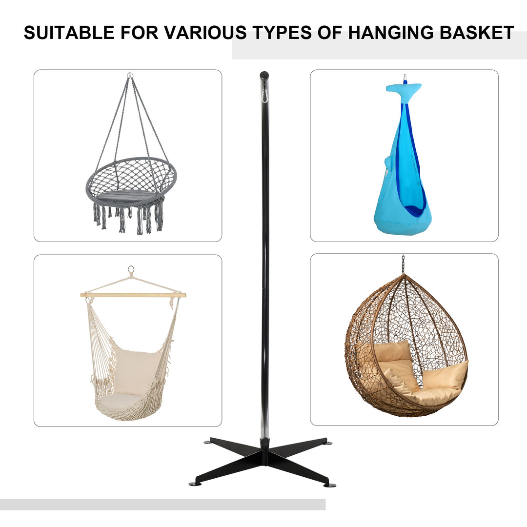 Outsunny Hanging Hammock Stand Hammock Chair Stand C Stand Steel Heavy Duty Stand for Air Porch Swing Chair Indoor Outdoor (Only Construction)