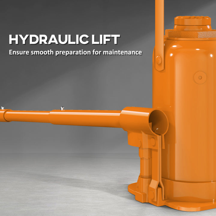 12 Tonne Hydraulic Bottle Jack with 19-37 cm Lifting Range, Heavy Duty Portable Compact Car Jack Lift with Saddle and 3 Section Handle for Pickup, Truck, Auto Repair Maintenance, Orange