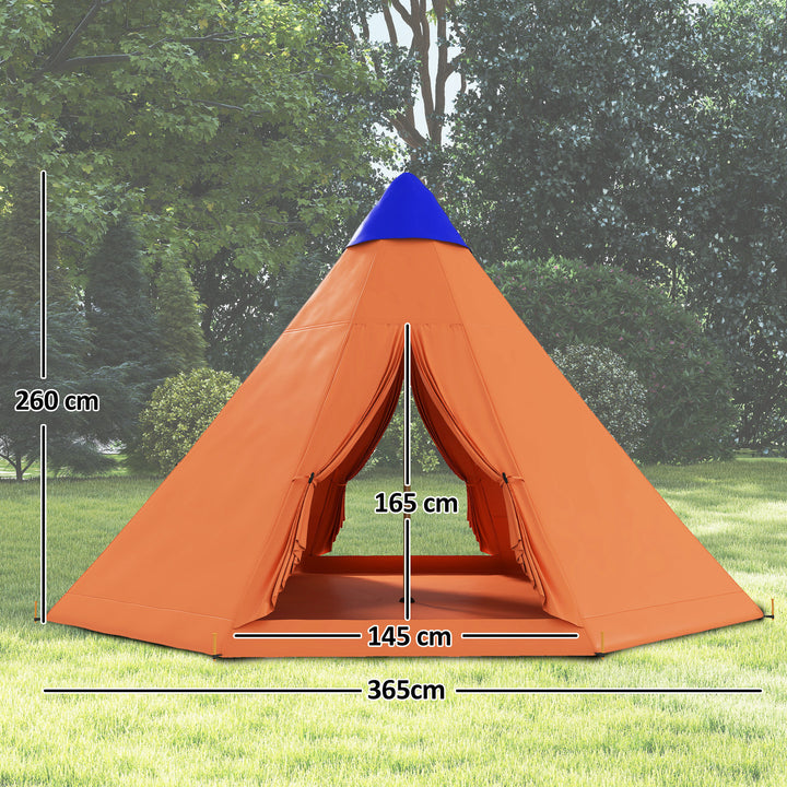 6 Men Tipi Tent with Carry Bag - Orange