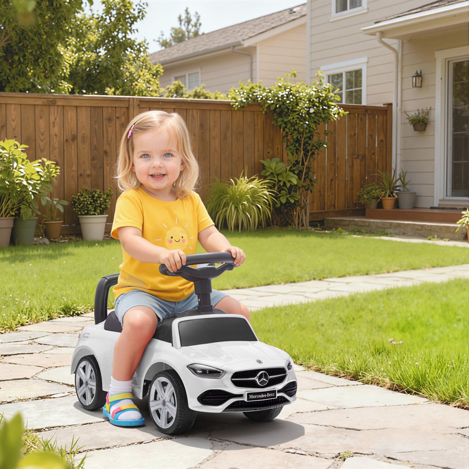 Official Mercedes-Benz Ride On Car, Foot to Floor Sliding Walker with 